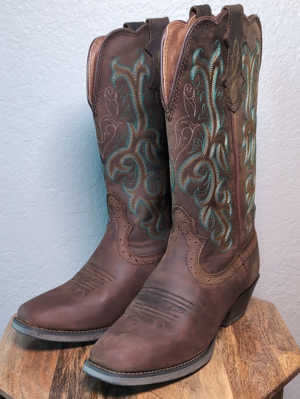 Justin Square Toe Stampede Cowgirl Western Boots